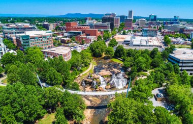 Downtown Greenville Güney Carolina Drone Hava Skyline