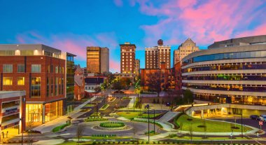 Downtown Greenville, Güney Carolina Skyline Cityscape