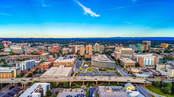 Drone aerial Downtown Greenville SC South Carolina Skyline — Zdjęcie stockowe