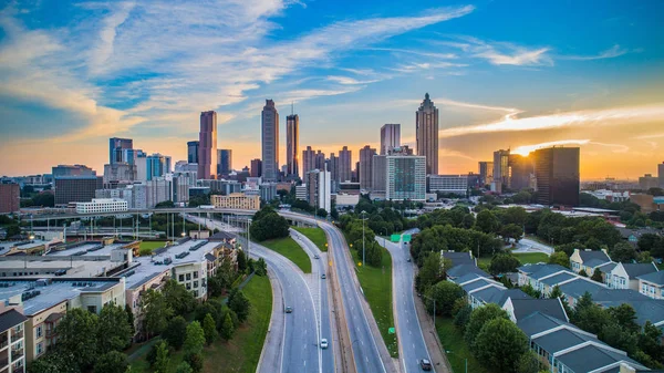 Atlanta Georgia GA şehir silüeti havadan — Stok fotoğraf