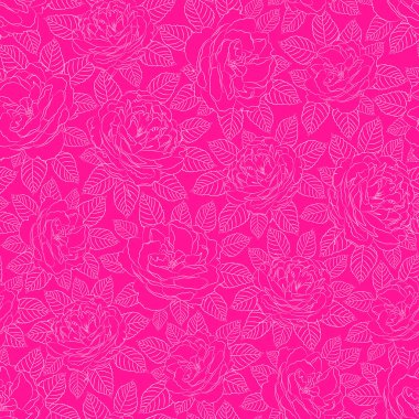 raster illüstrasyon. beyaz yapraklı güller.plastik pembe arka plan.dikişsiz tekrar desen.ambalaj ve arka planlar için en iyi.