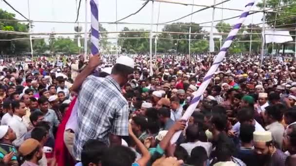 Rangpur Bangladesh Large Kerumunan Orang Orang Muslim Berkumpul Untuk Mewujudkan — Stok Video