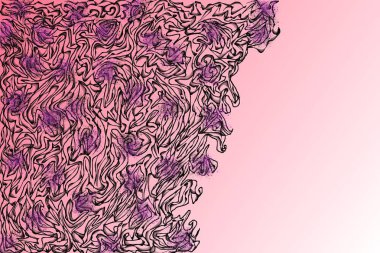 Pembe arka plan üzerine çizim siyah monogramlar.