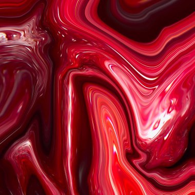 Kırmızı-beyaz kıvrımlar. Dinamik çizgiler pürüzsüz bir şekilde parlak renklere dönüşüyor. Volkanın kırmızı renkleri, çizimler.