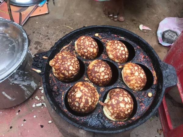 Gammal Dam Förbereder Och Säljer Snacks Indian Grönsaksmarknaden Affärsområde — Stockfoto