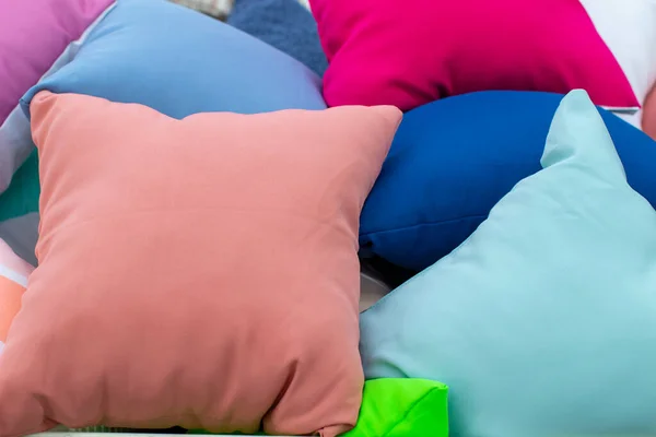 Many Colorful Pillows Sold Shopping Center — Stock Photo, Image