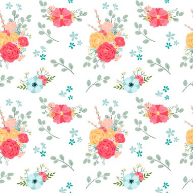 Gül ile sorunsuz çiçek desenli. vektör çizim.