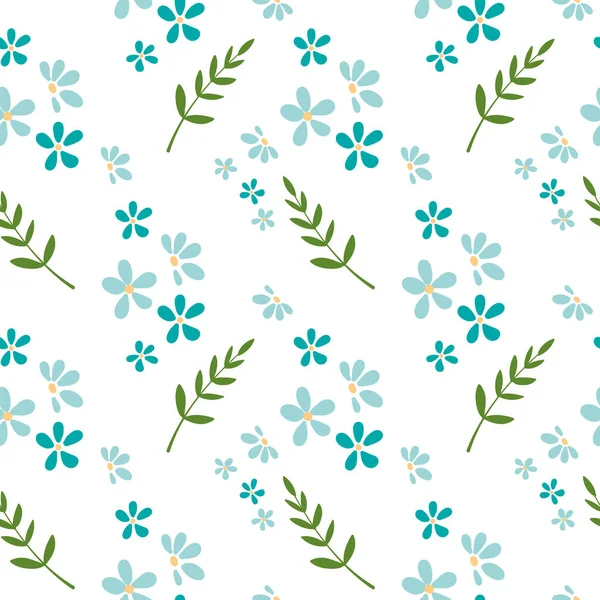 Patrón floral sin costuras con flores azules. Ilustración vectorial . — Archivo Imágenes Vectoriales