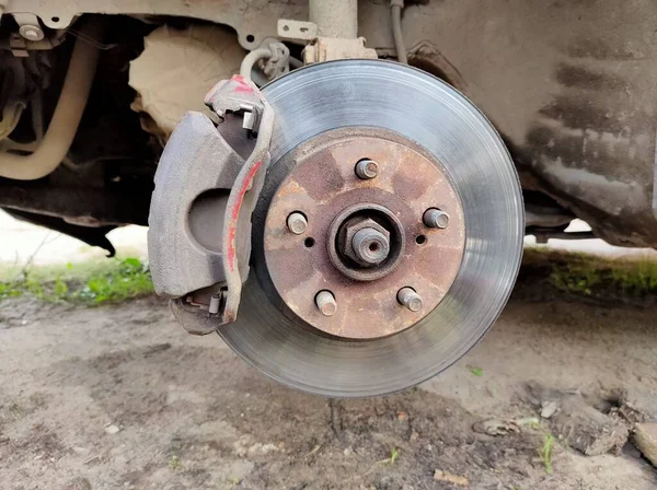 Old mechanical brake. brake disc repair