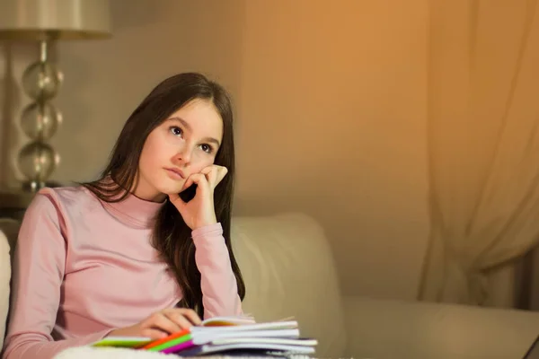 Teenage Girl Doing Homework School — Stock Photo, Image