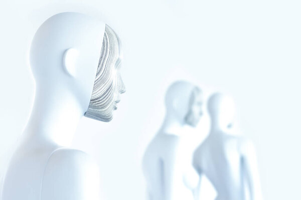 Абстрактный фон манекенов в витрине магазина
