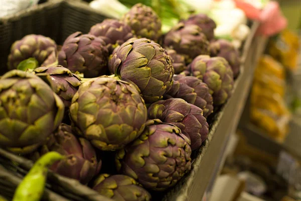 Artichoke Pasar Konsep Makanan Sehat Bio Vegetarian Diet — Stok Foto