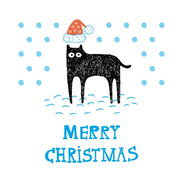 Carte de chat de Noël — Image vectorielle