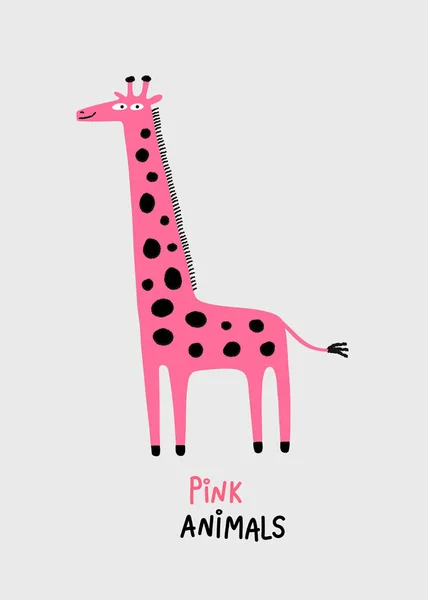 Animaux Roses Une Girafe — Image vectorielle