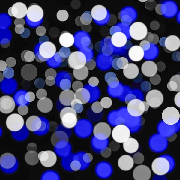 Siyah arka plan, bokeh daire ile beyaz ve mavi bokeh