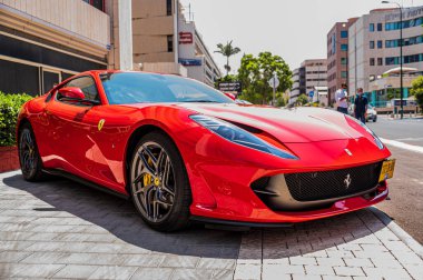 ISRAEL, TEL-AVIV, 10.07.2020: İsrail 'de Ferrari özel spor arabaları sergisi