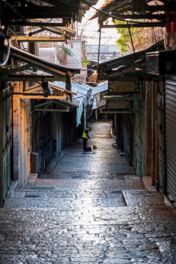 Coronavirus salgını sırasındaki karantina nedeniyle eski Kudüs şehrinin boş sokakları