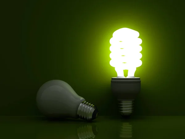 Energibesparande glödlampa vs. glödlampor — Stockfoto