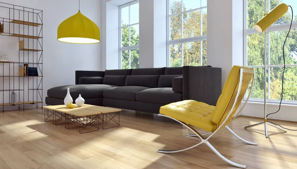 Modern oturma odası 3d render