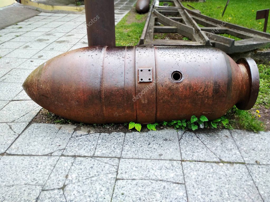 Aircraft bomb during the second world war.