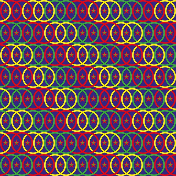 Farklı renklerde mavi arkaplanda yıldızlar ve daireler.