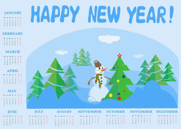 2021 takviminde Noel ağacı ve ortasında bir kardan adam var..