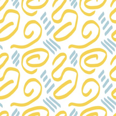 Modern dikişsiz el çizilmiş geometrik memphis desenleri. Vektör tasarımı.