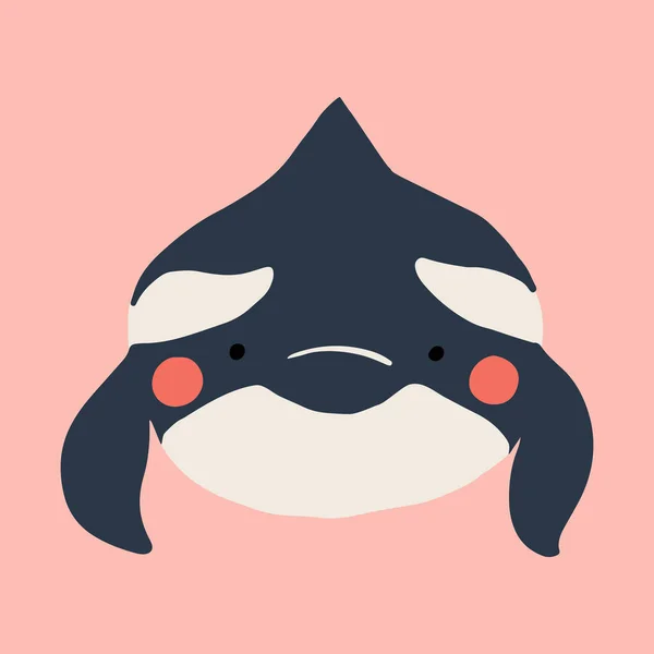 Cute Flat Killer Whale Drawing Adorable Little Cartoon Orca Vector — Stock Vector