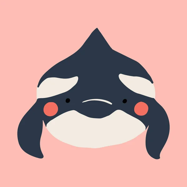 Grazioso Disegno Piatto Balena Assassina Adorabile Piccolo Cartone Animato Orca — Vettoriale Stock