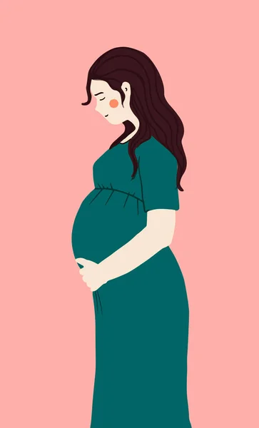 Illustration Vectorielle Fille Enceinte Isolée Sur Fond Blanc Une Femme — Image vectorielle