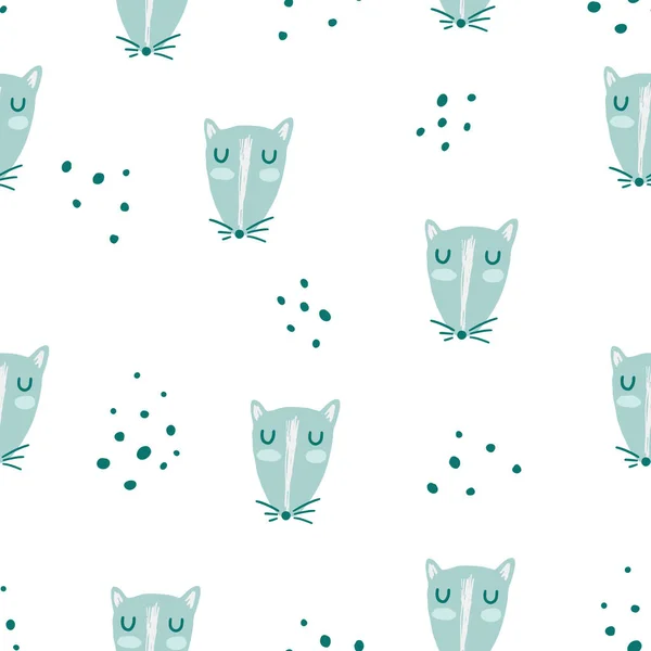 Flat Seamless pattern with cute hand drawn rat and dots. Cartoon vector woodland illustration for childish decoration clothes, patterns, stickers, cards, fabric, textile