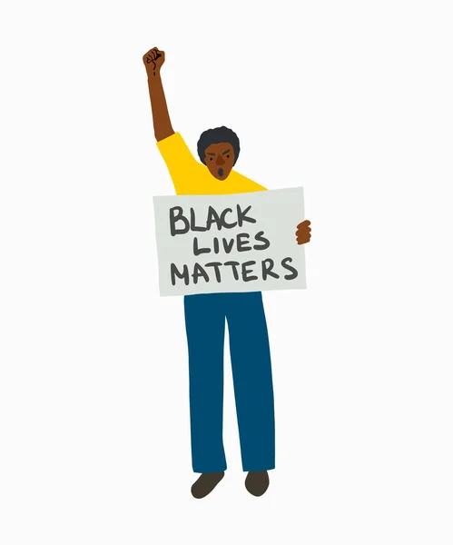 Homem Negro Segura Cartaz Papelão Com Texto Mensagem Que Não —  Vetores de Stock