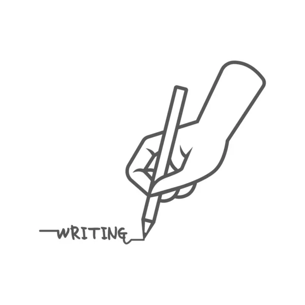 Vektor Umrissillustration Der Hand Mit Bleistift Schreiben Wortschrift — Stockfoto