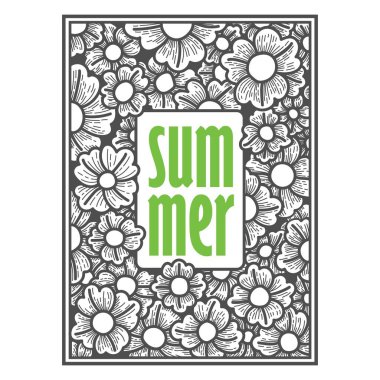 Çiçeksel yaz arkaplan el çizimi vektör illüstrasyonu