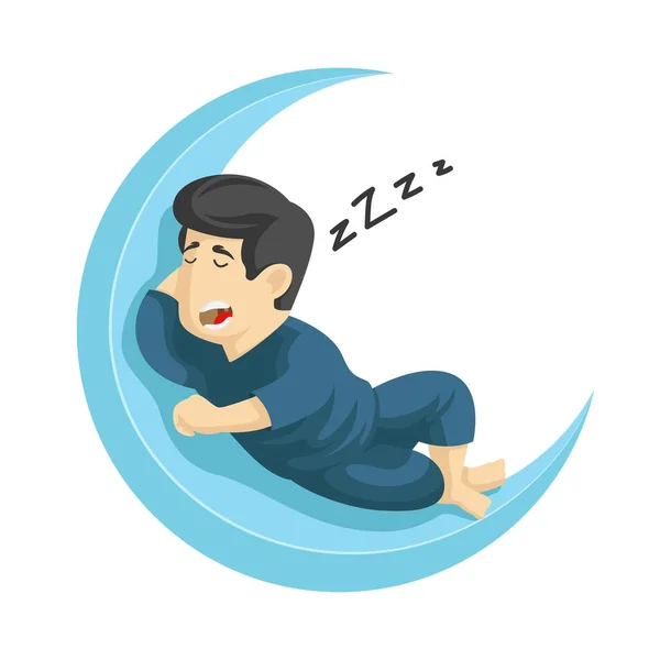 Hombre Durmiendo Ilustración Vectorial Luna — Vector de stock