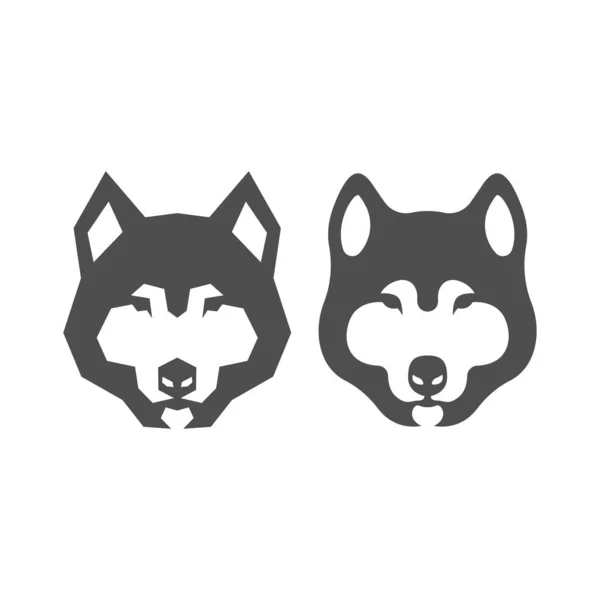 Zwei Wolf Head Icon Logo Vector — Stockvektor