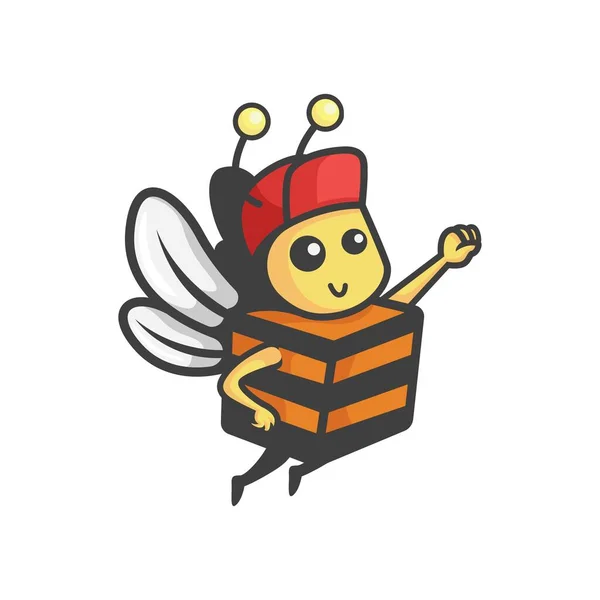 Bee Box Fly Entrega Logotipo Vetor Ilustração —  Vetores de Stock