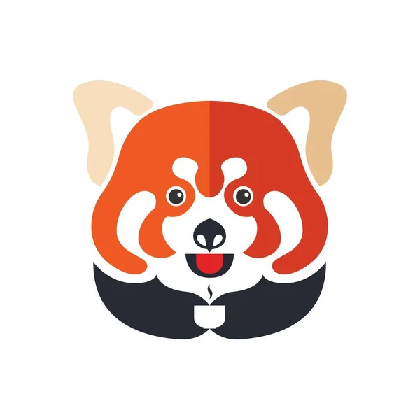 Czerwony Panda Kawy Logo Kreskówka Wektor — Wektor stockowy