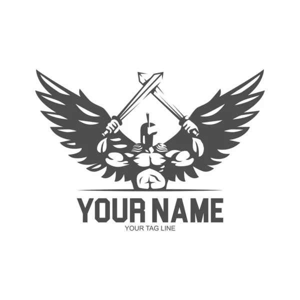 Spartalı melek ve iki kılıç logosu çizimi