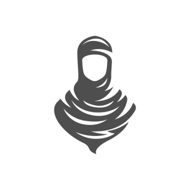 Duvak logosu. tesettür silueti. vektör illüstrasyonu 