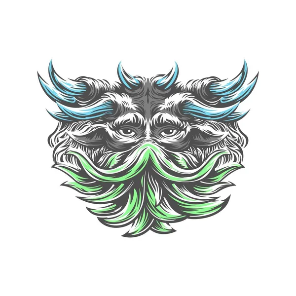 Grunge Tarzı Boynuzlu Insan Kafatası Sanatı Yazdırma Tasarımı Şeytan Kafa — Stok Vektör