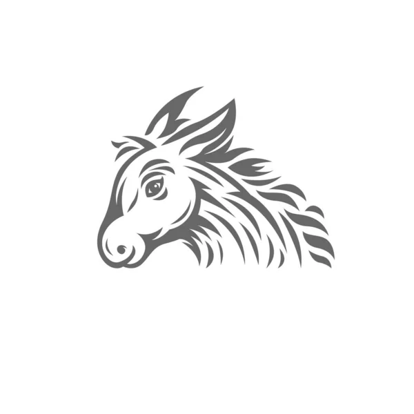 Cabeça Burro Logotipo Preto Branco Ilustração Vetorial — Vetor de Stock
