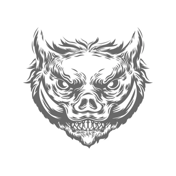 Wildschweinkopf Schwarz Weißer Farbgebung Vektorillustration — Stockfoto