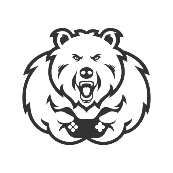 Urso Com Joystick Logotipo Desporto — Fotografia de Stock