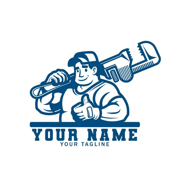 Illustration Vector Graphic Mascot Man Plumbing Services Logo Design — Stock Vector