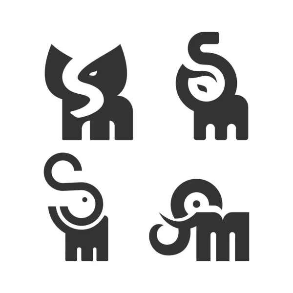 Uppsättning Elefantlogotyp Bokstäver Logotyp Vektor — Stock vektor