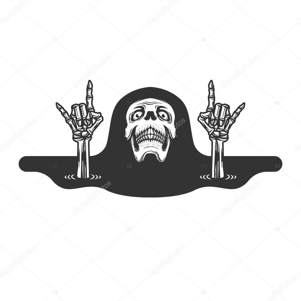 Human skeleton posing. metal music graphic design with skull illustration for t-shirt and other uses