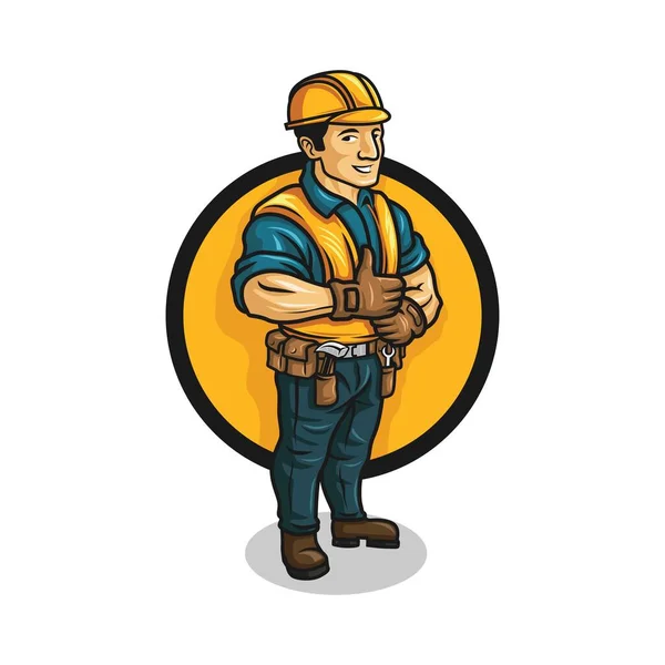 Logotipo Mascote Personagem Contratado Por Desenhos Animados Ilustração Vetorial —  Vetores de Stock