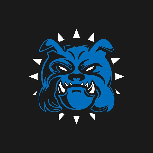 Cabeça Azul Logotipo Bulldog Cabeça Animal Ilustração Vetorial Cartoon Vector — Vetor de Stock