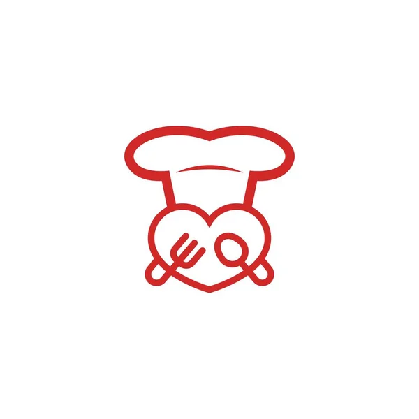 Chef Love Cooking Logo Vector Logo Red Chef — Stock Vector